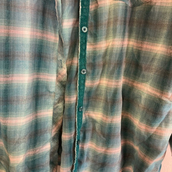 CJ Banks Womens Button Down Plus Size Long Sleeve Size 3X Blue Flannel - Picture 2 of 4